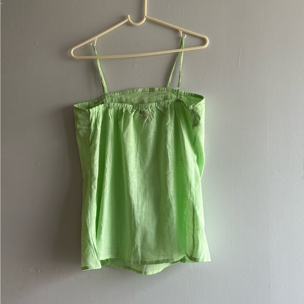 Unity Women Cotton Embroidered Green Babydoll Top Sz L Coquette Romantic Fairy